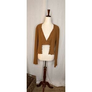 Zara Brown Pointelle Bralette & Cardigan Set 
Size XL